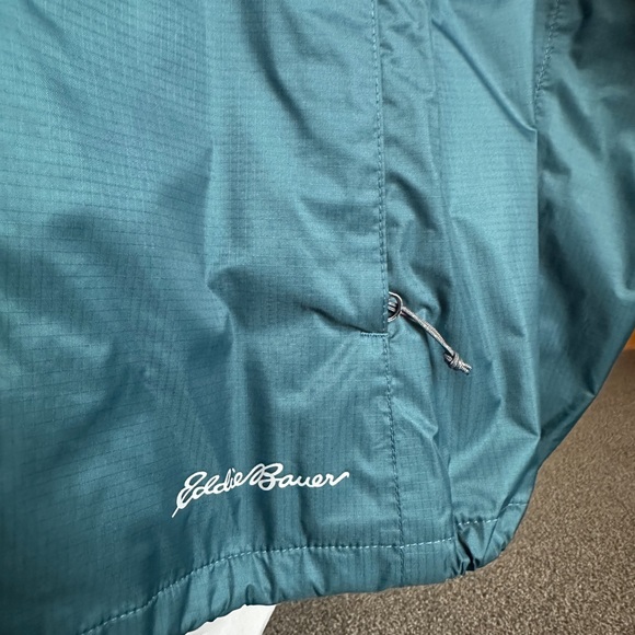 Eddie Bauer weather edge packable rain jacket. Women’s size large, color teal. - Picture 3 of 12